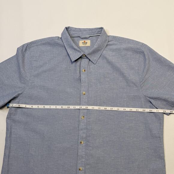 Marine Layer Shirt Mens XL Blue Short Sleeve Button Up Chambray Pocket 18849 - Picture 7 of 10